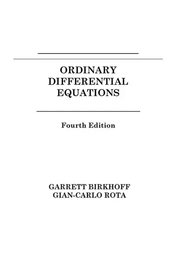 Cover of Ordinary Differential Equations