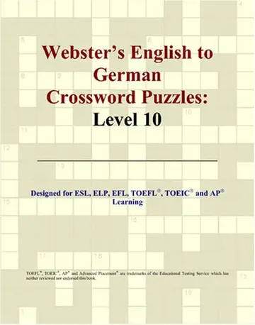 Cover of Webster's English to German Crossword Puzzles
