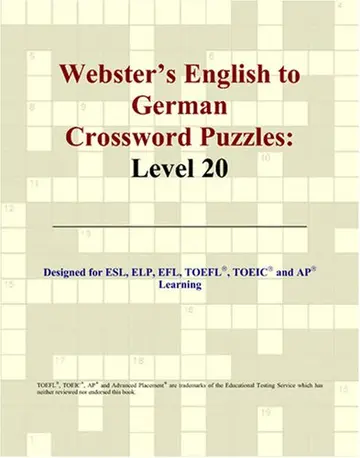 Cover of Webster's English to German Crossword Puzzles