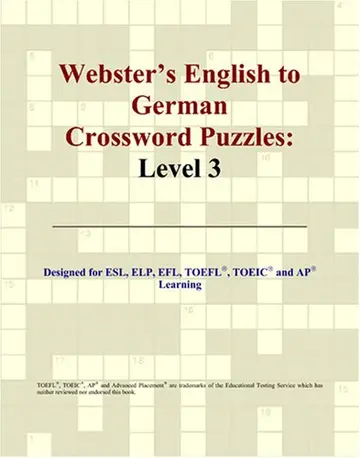 Cover of Webster's English to German Crossword Puzzles