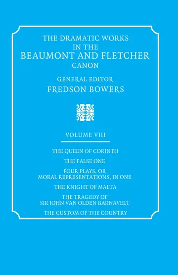 Cover of The Dramatic Works in the Beaumont and Fletcher Canon