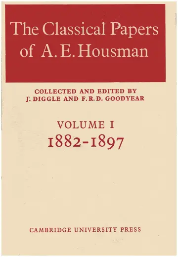 Cover of The Classical Papers of A. E. Housman