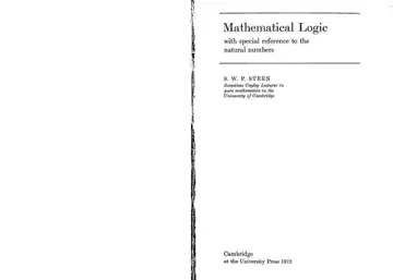 Cover of Mathematical Logic with Special Reference to the Natural Numbers