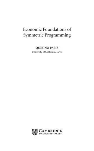 Cover of Economic Foundations of Symmetric Programming