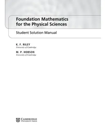Cover of Foundation Mathematics for the Physical Sciences, Student Solution Manual