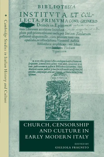 Cover of Church, Censorship and Culture in Early Modern Italy