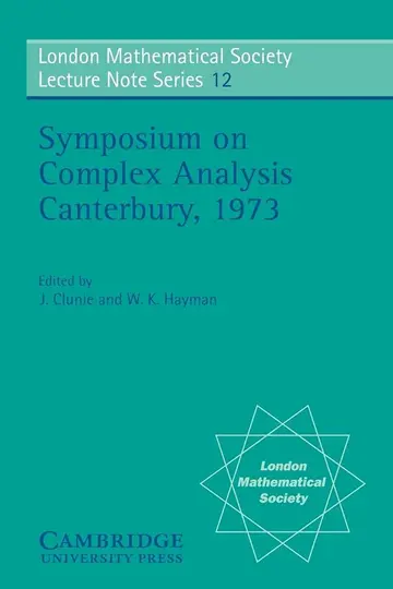 Cover of Proceedings of the Symposium on Complex Analysis Canterbury 1973