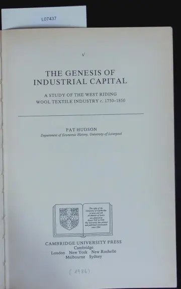Cover of The Genesis of Industrial Capital