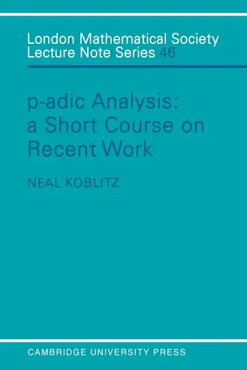 Cover of P-adic Analysis