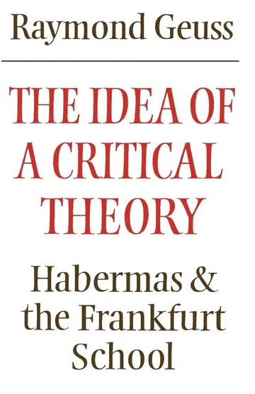 Cover of Idea of a Critical Theory