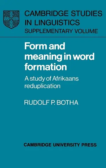 Cover of Form and Meaning in Word Formation
