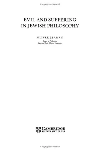 Cover of Evil and Suffering in Jewish Philosophy