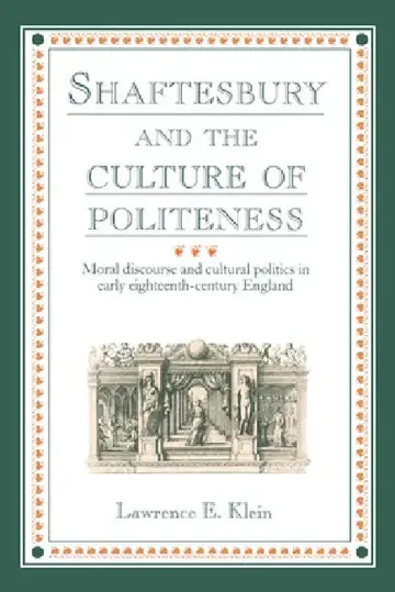 Cover of Shaftesbury and the Culture of Politeness