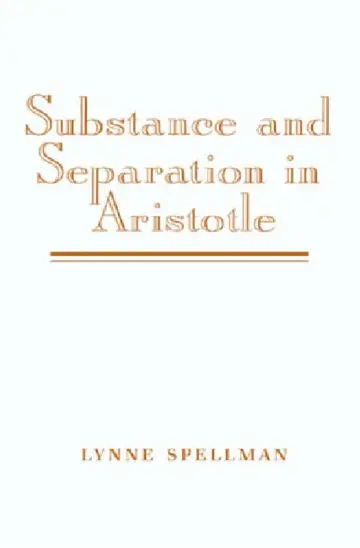 Cover of Substance and Separation in Aristotle