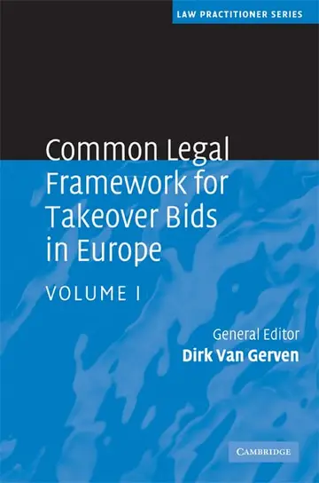 Cover of Common Legal Framework for Takeover Bids in Europe