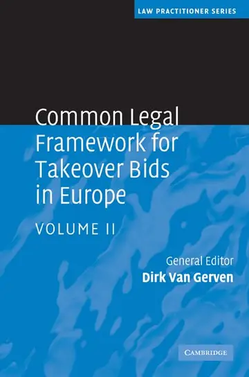 Cover of Common Legal Framework for Takeover Bids in Europe