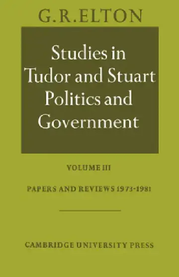 Cover of Studies in Tudor and Stuart Politics and Government