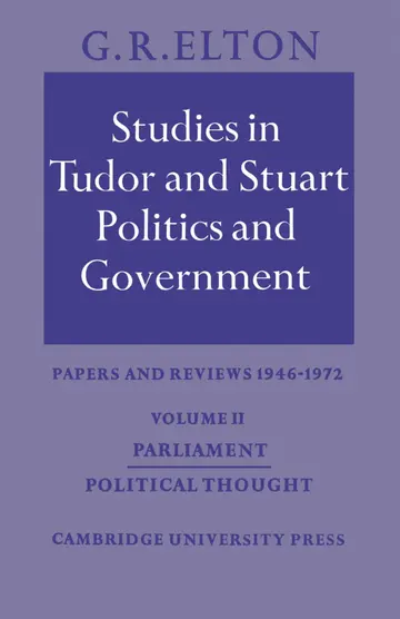 Cover of Studies in Tudor and Stuart Politics and Government