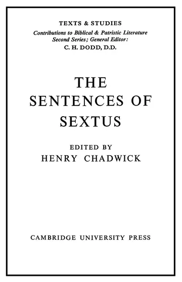 Cover of The Sentences of Sextus