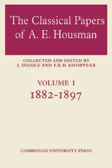 Cover of The Classical Papers of A. E. Housman
