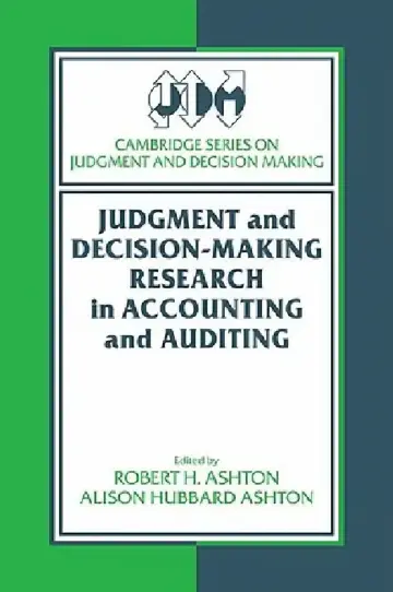 Cover of Judgment and Decision-Making Research in Accounting and Auditing
