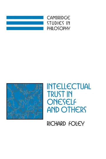 Cover of Intellectual Trust in Oneself and Others