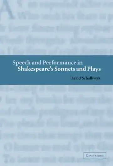 Cover of Speech and Performance in Shakespeare's Sonnets and Plays