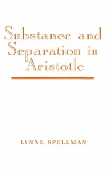 Cover of Substance and Separation in Aristotle