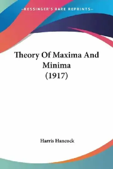 Cover of Theory Of Maxima And Minima (1917)