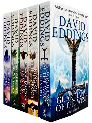 Cover of Malloreon Series Books 1 - 5 Collection Set by David Eddings (Guardians of the West, King of the Murgos, Demon Lord of Karanda, Sorceress of Darshiva & Seeress of Kell)
