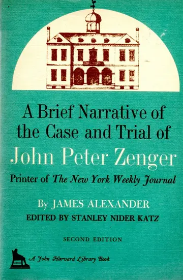 Cover of Brief Narrative of the Case and Trial of John Peter Zenger