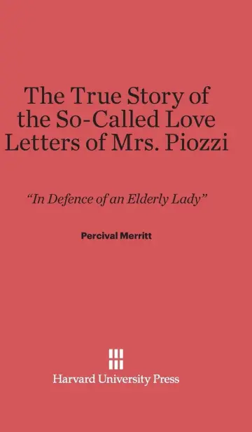 Cover of The True Story of the So-Called Love Letters of Mrs. Piozzi