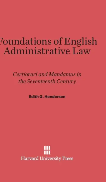 Cover of Foundations of English Administrative Law