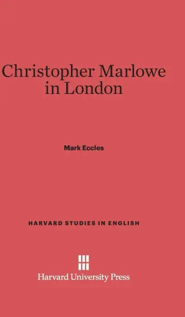 Cover of Christopher Marlowe in London