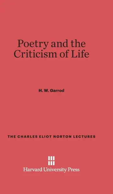 Cover of Poetry and the Criticism of Life