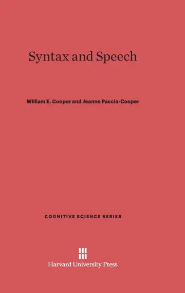 Cover of Syntax and Speech