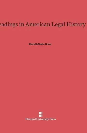 Cover of Readings in American Legal History