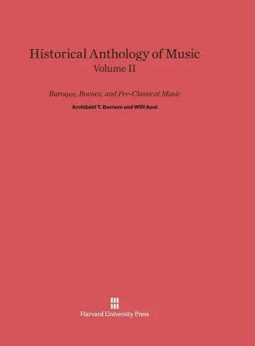 Cover of Historical Anthology of Music, Volume II, Baroque, Rococo, and Pre-Classical Music