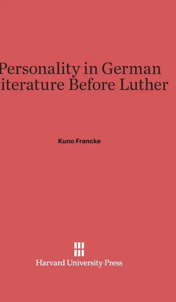 Cover of Personality in German Literature Before Luther