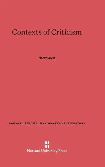 Cover of Contexts of Criticism