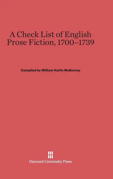 Cover of A Check List of English Prose Fiction, 1700-1739