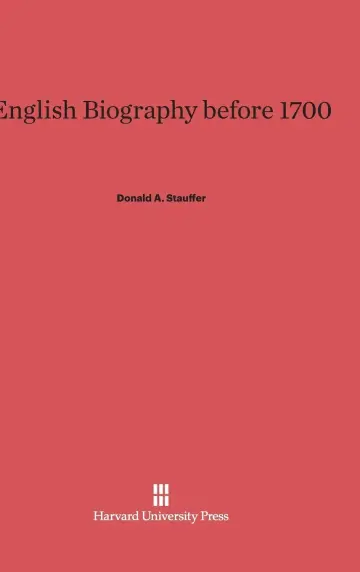Cover of English Biography Before 1700
