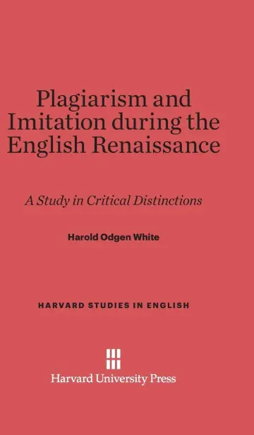 Cover of Plagiarism and Imitation During the English Renaissance