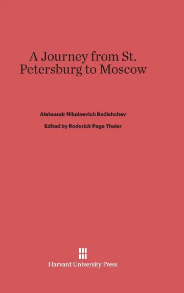 Cover of A Journey from St. Petersburg to Moscow