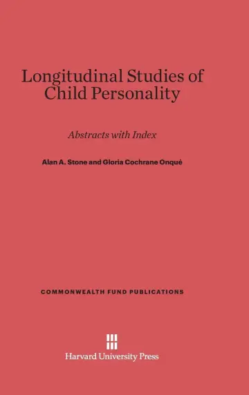Cover of Longitudinal Studies of Child Personality