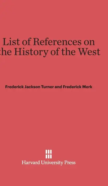 Cover of List of References on the History of the West