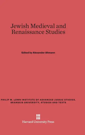 Cover of Jewish Medieval and Renaissance Studies