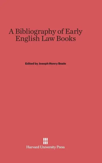 Cover of A Bibliography of Early English Law Books