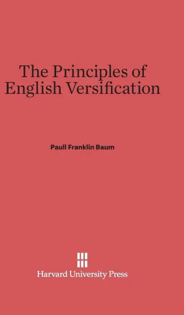 Cover of The Principles of English Versification