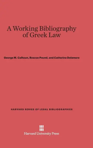 Cover of A Working Bibliography of Greek Law